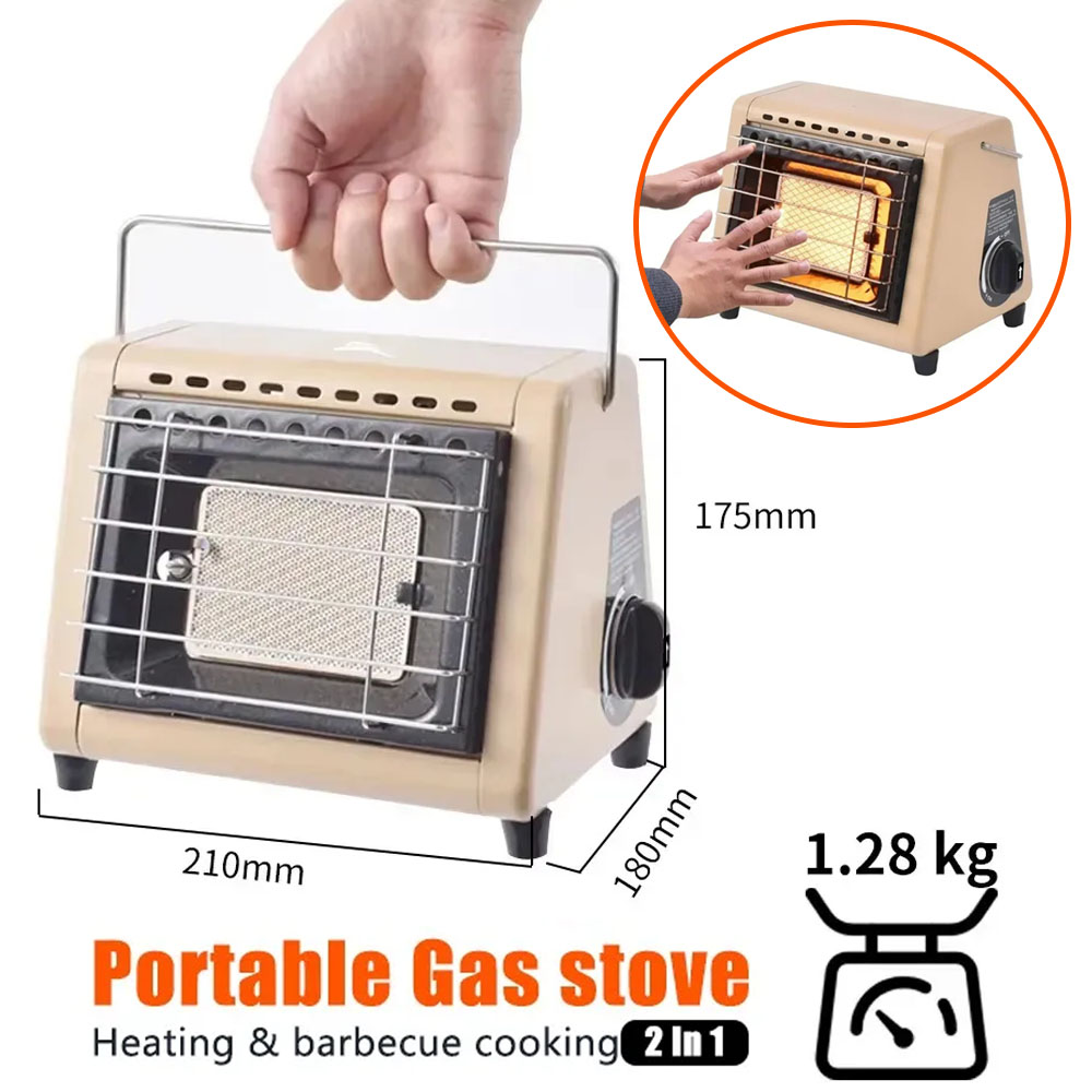 Home Cooking Heater - ポータブル2in1ガスストーブヒーター 1.5KW バーベキュー調理 キャンプテントヒーター プロパンヒーター 家庭用