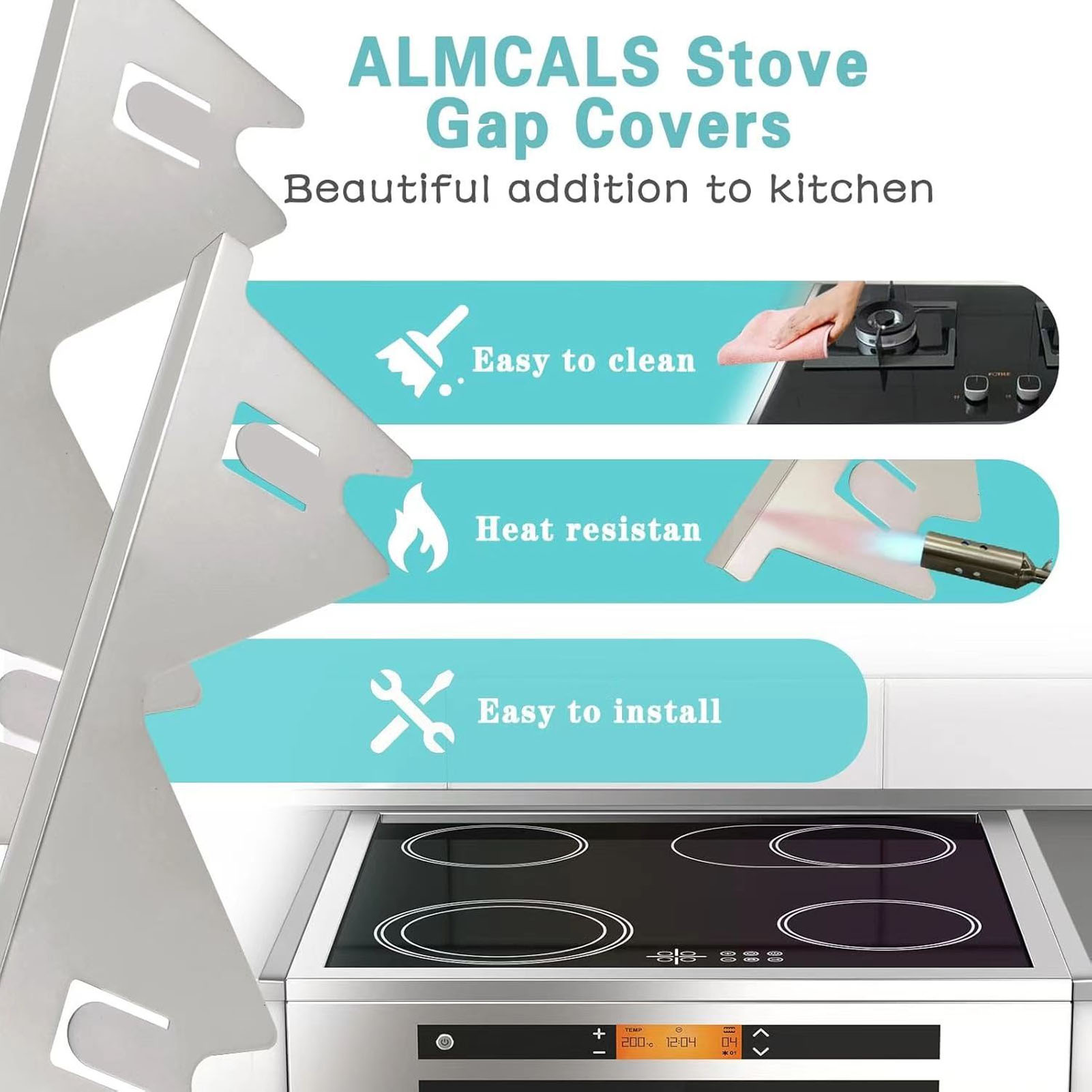 ステンレス鋼製ストーブ隙間カバー 2ペア 調節可能なインチサ - Home Cooking Cookbook のレビューと価格