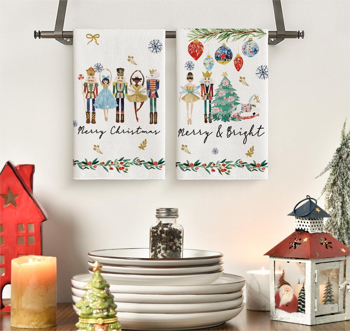 2枚セット、手描きくるみ割り人形クリスマスキッチンタオル、4 - Home Cooking Cookbook のレビューと価格