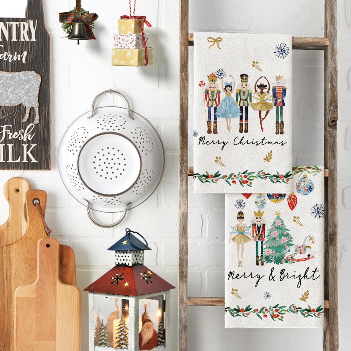 2枚セット、手描きくるみ割り人形クリスマスキッチンタオル、4 - Home Cooking Cookbook のレビューと価格