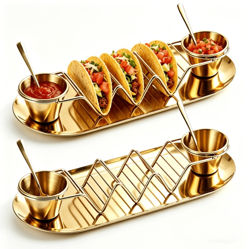 タコス用具セット1組。ステンレス製のタコスホルダー、ドレッシ - Home Cooking Recipes のレビューと価格