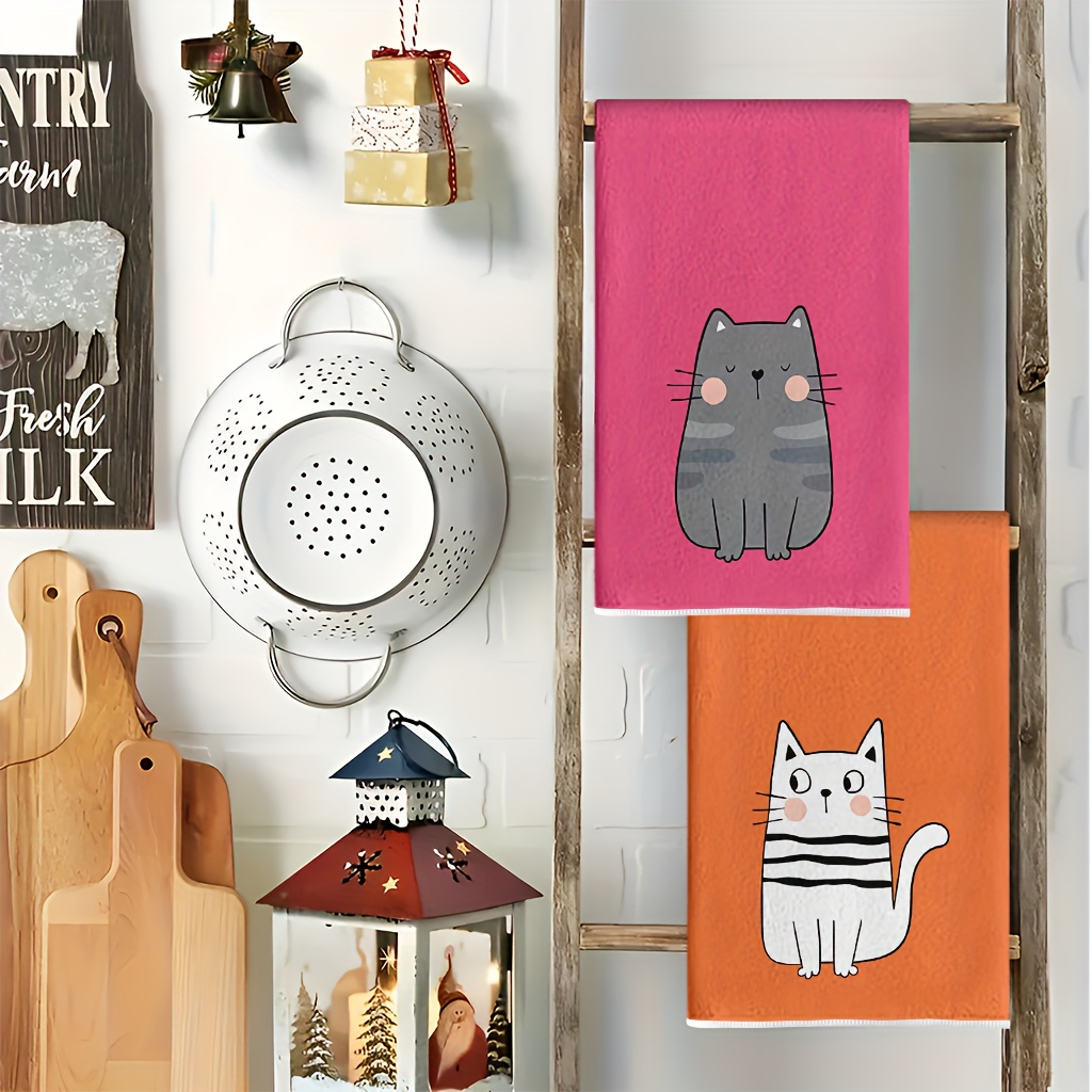 6枚セット、6色の猫柄キッチンタオル、40cm*60cmタオ - Home Cooking Cookbook のレビューと価格