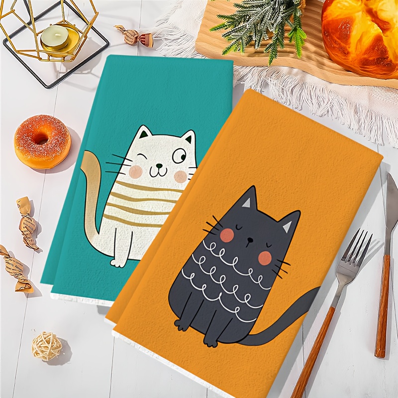 6枚セット、6色の猫柄キッチンタオル、40cm*60cmタオ - Home Cooking Cookbook のレビューと価格